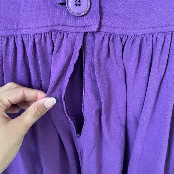1980s Cap Sleeve Purple Plunge Open Back Dress with Pockets - Picture 7 of 10